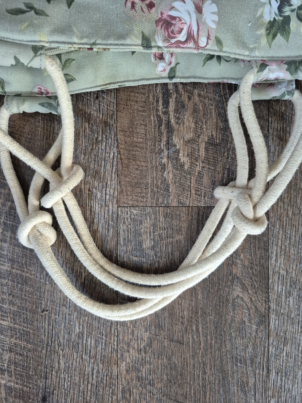 Farmhouse Is My Style Sage Green Floral Canvas Tote Bag Rope Handles - Picture 6 of 9